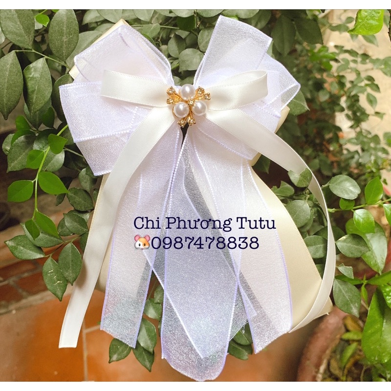 Kẹp tóc tiểu thư cho các nàng . Handmade màu trắng kem
