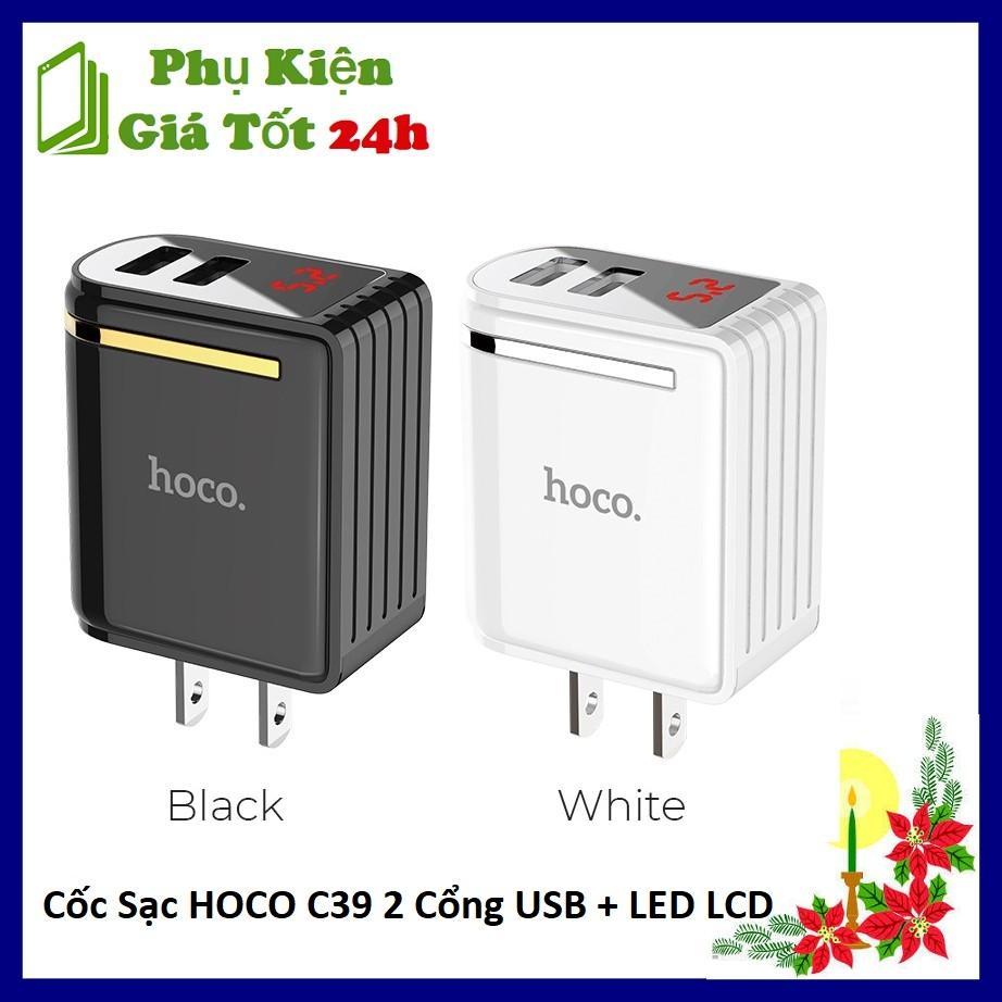 [HCM]Cốc Sạc HOCO C39 2 Cổng USB + LED LCD