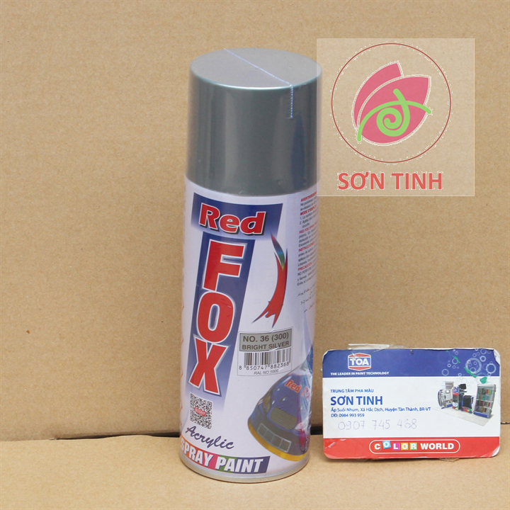 Sơn xịt red fox màu bạc bright silver 300 sản xuất tại thái lan