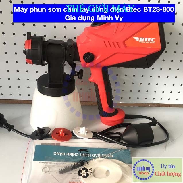 Máy phun sơn cầm tay dùng điện btec bt23-800 công suất cực mạnh 600w - sơn dầu sơn nước chính hãng thế giới máy