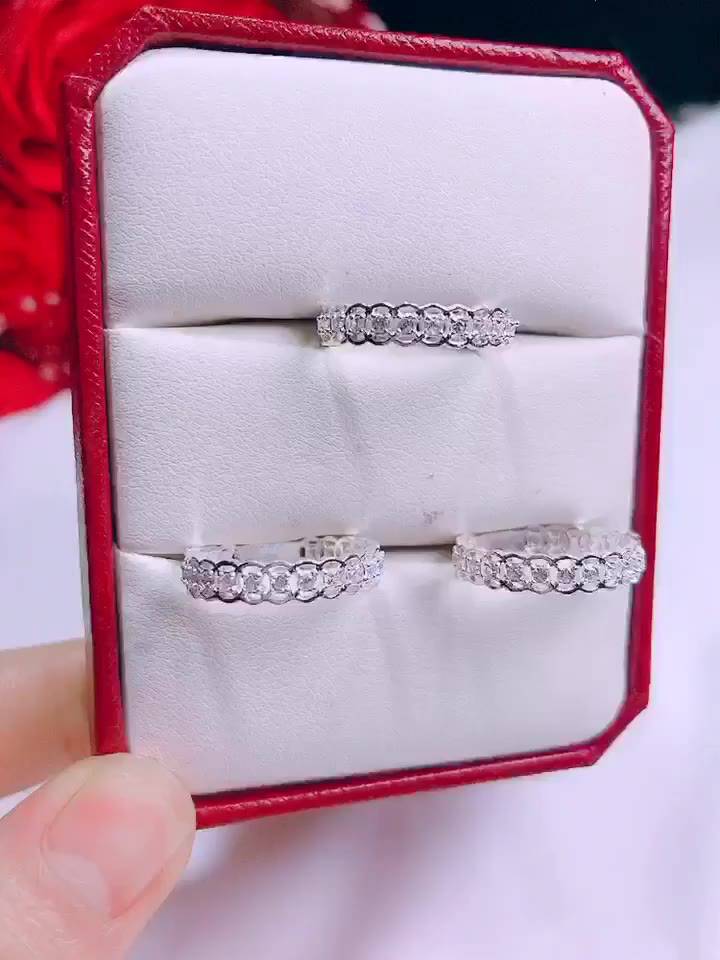 Nhẫn bạc , nhẫn nữ kim tiền đính đá , bạc ta nguyên chất, sáng đẹp