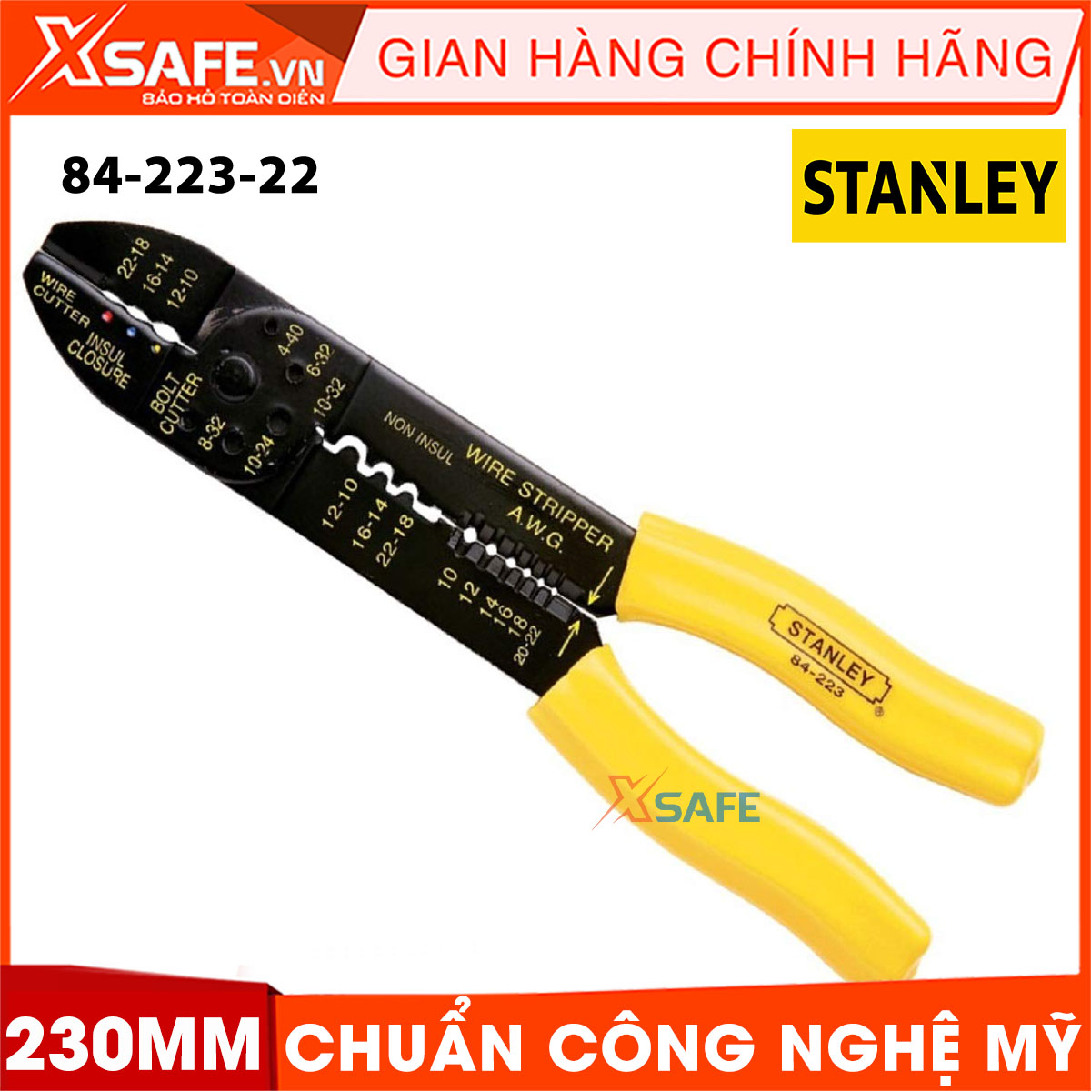 Nippers press cos 9 inch Stanley 84-223-22 230mm. Nippers press cos Stanley compact and convenient, made from high grade steel with coated anti-rust and handle is wrapped plastic made feel smooth, comfortable-product genuine xsafe
