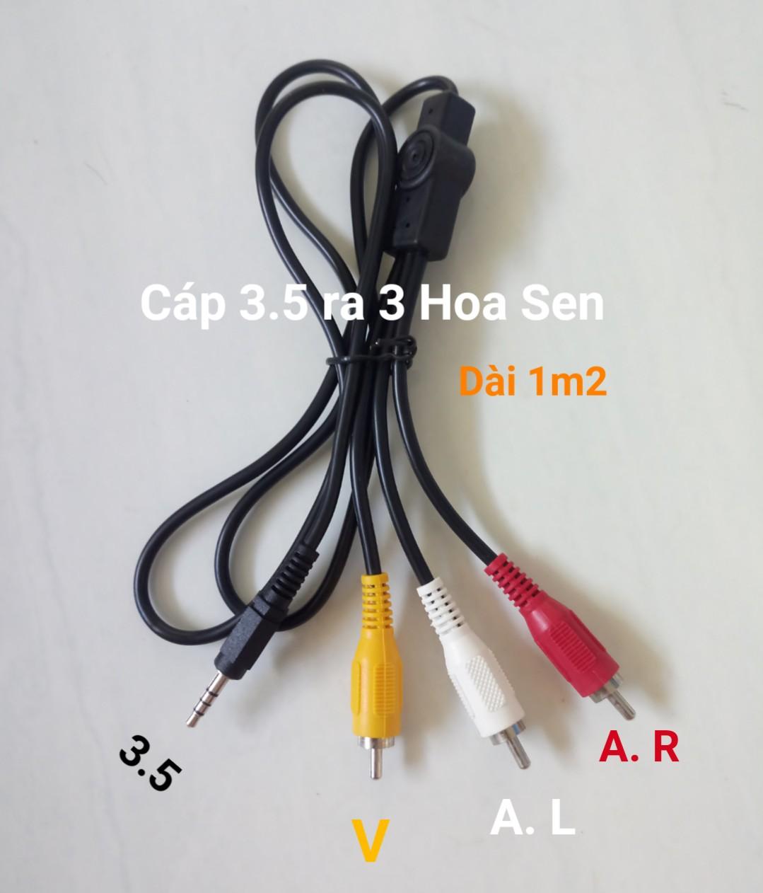 Cáp 3.5 ra 3 Đầu Hoa Sen Dài 1m2