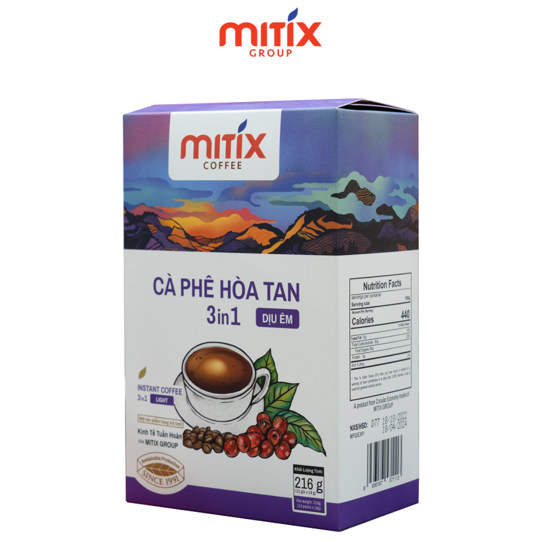 Mitix Coffee Cà phê hòa tan 3in1 dịu êm loại 216gr