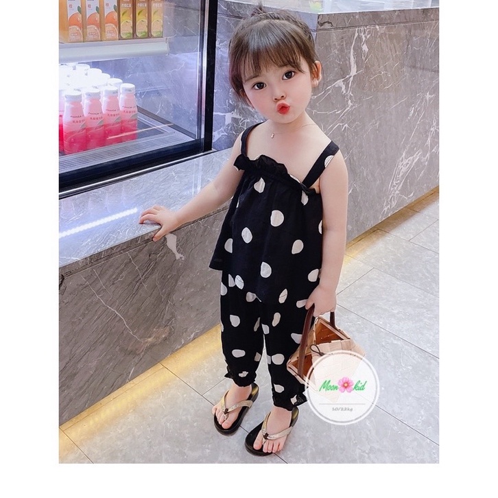 Bộ Chấm Bi Dây Chéo Lưng Cho Bé Gái