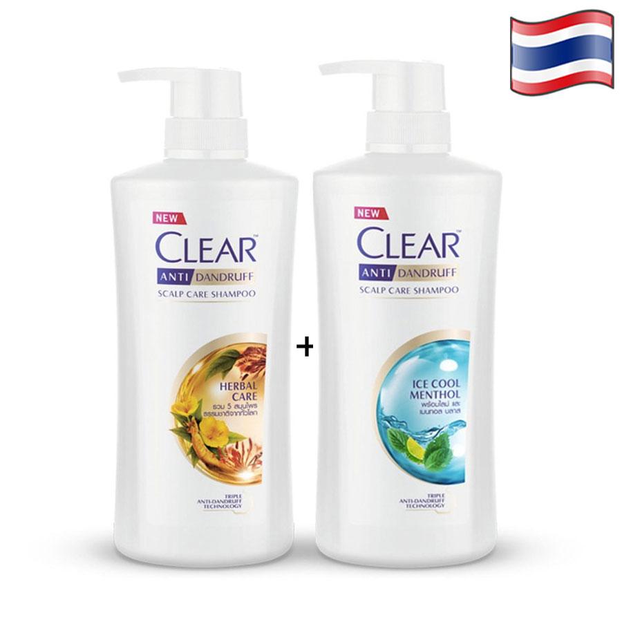Combo 2 dầu gội clear bạc hà 480ml và clear thảo dược 450ml