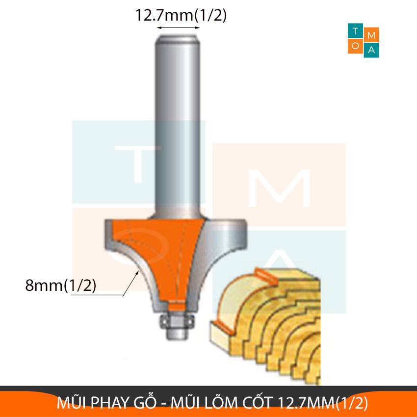 Mũi phay gỗ lõm 1-15mm cốt 12.7mm mũi soi gỗ hàng đẹp