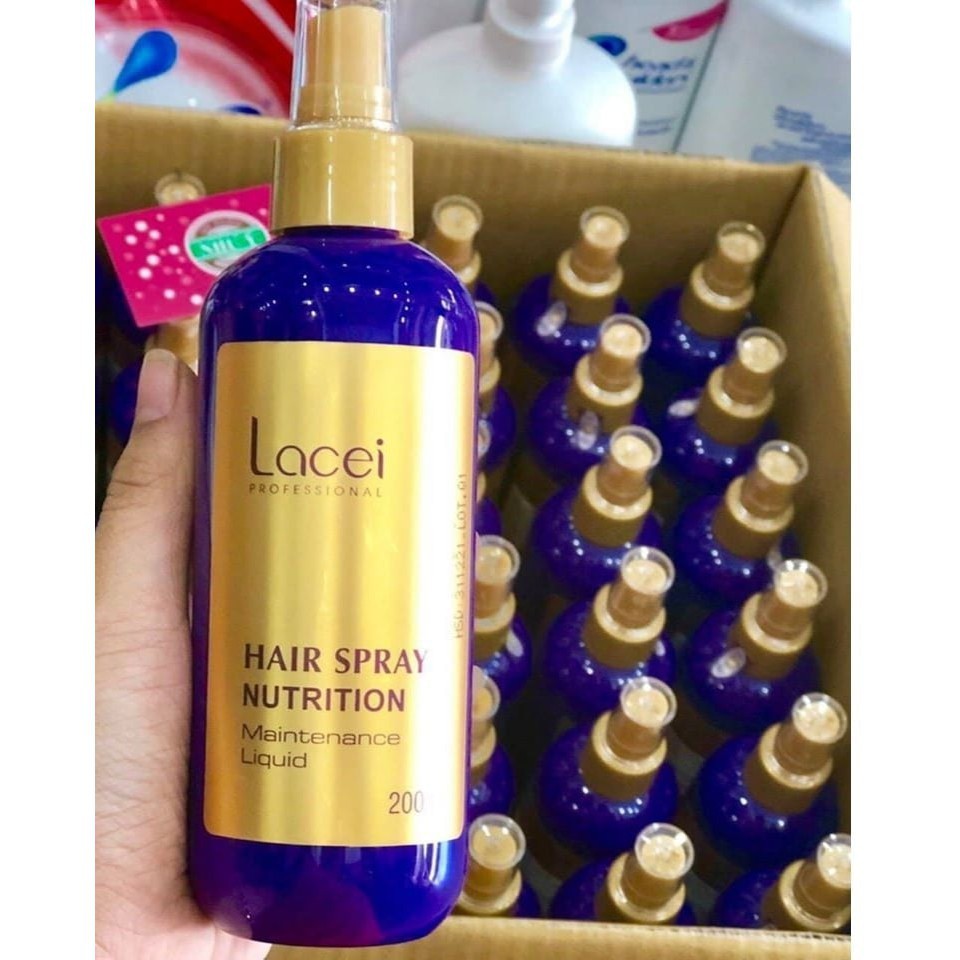 [Bán Chạy] NƯỚC XỊT DƯỠNG TÓC LACEI NUTRITION TÍM 200ML
