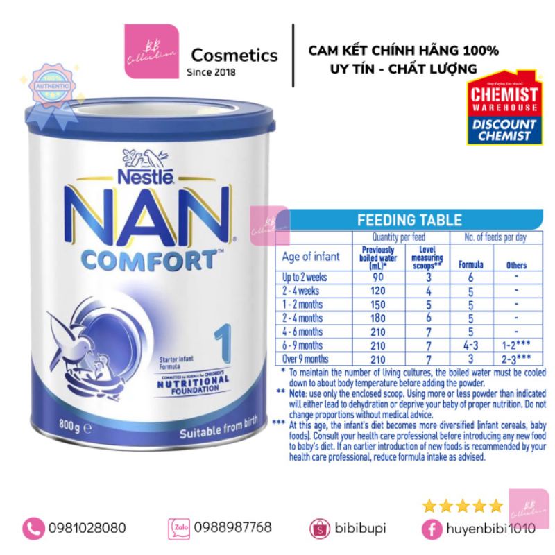 Hàng Air Sữa Nan Comfort 800g Úc đủ số 1 2 3