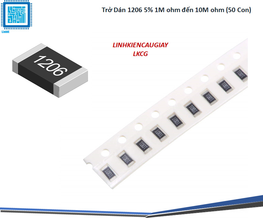 Trở dán 1206 5% 1m ohm đến 10m ohm