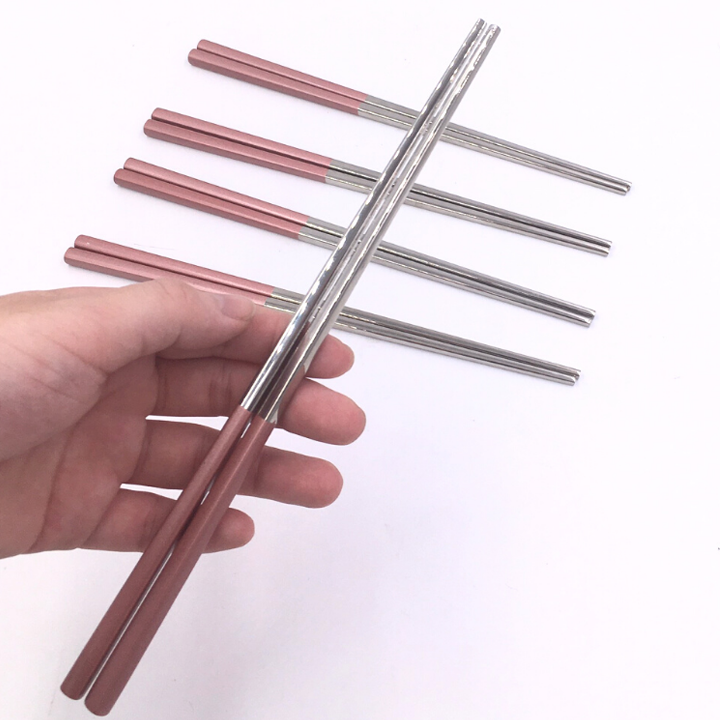 Set 5 đôi đũa inox 304 hàng nhập từ Nhật Bản chống trơn trượt, kiểu dáng sang trọng