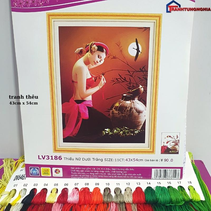 Tranh đính đá, tranh thêu chữ thập vẻ đẹp thiếu nữ