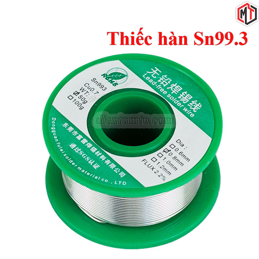 THIẾC HÀN Sn99.3 99.3% 0.8mm - Cuộn 50g 100g