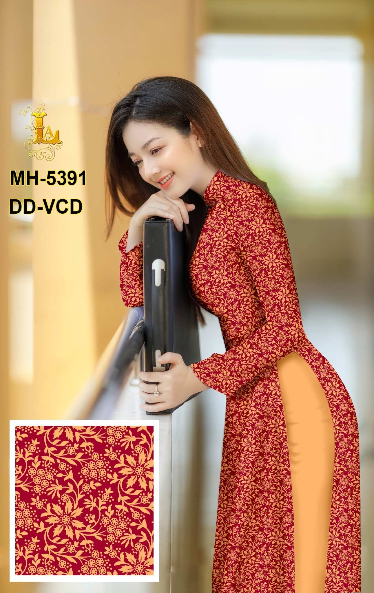 Vải áo dài hoa văn đều áo hiện đại