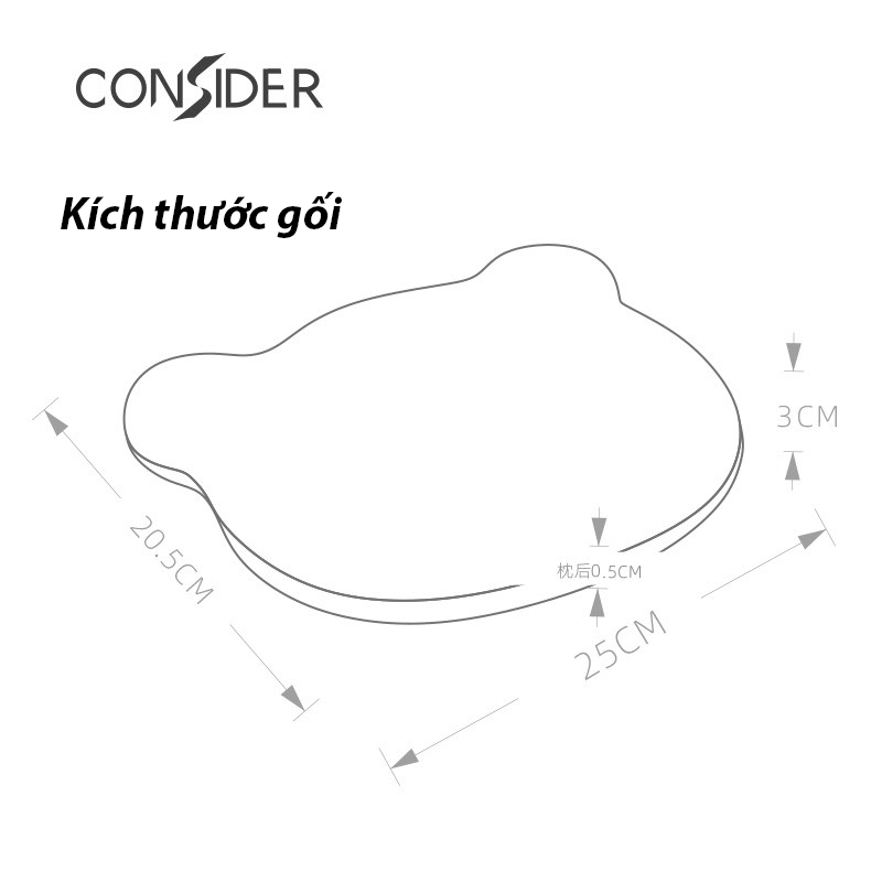 GỐI CAO SU NON CHO BÉ CHỐNG MÉO ĐẦU