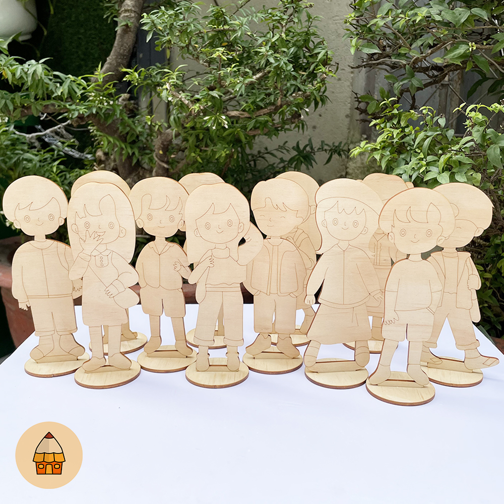 Set quà tặng bộ tô màu thời trang trẻ em tô màu gỗ sáng tạo cùng bé