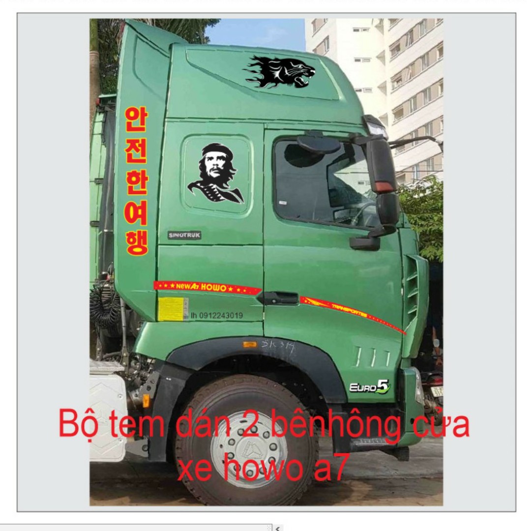 Combo bộ tem dán hai bên cửa xe howo A7