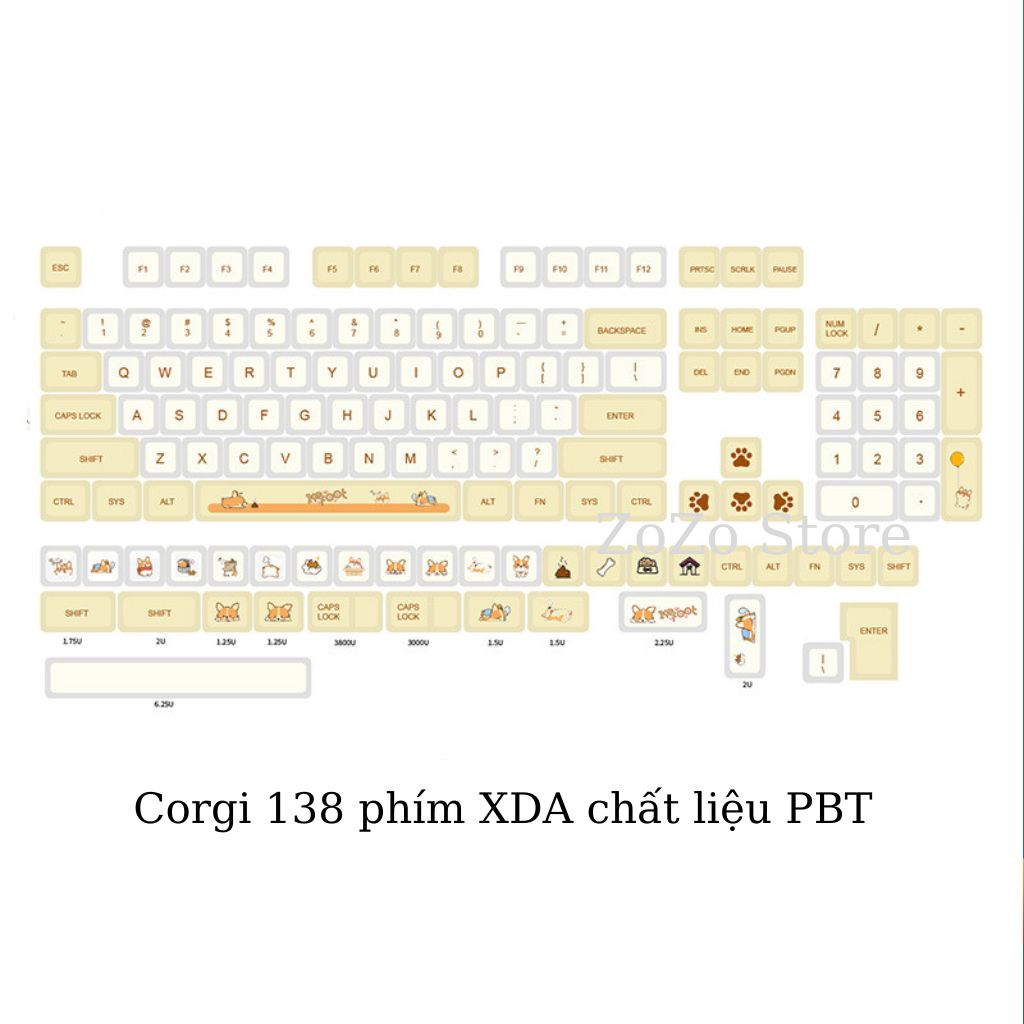 Keycap Corgi profile XDA nhựa PBT