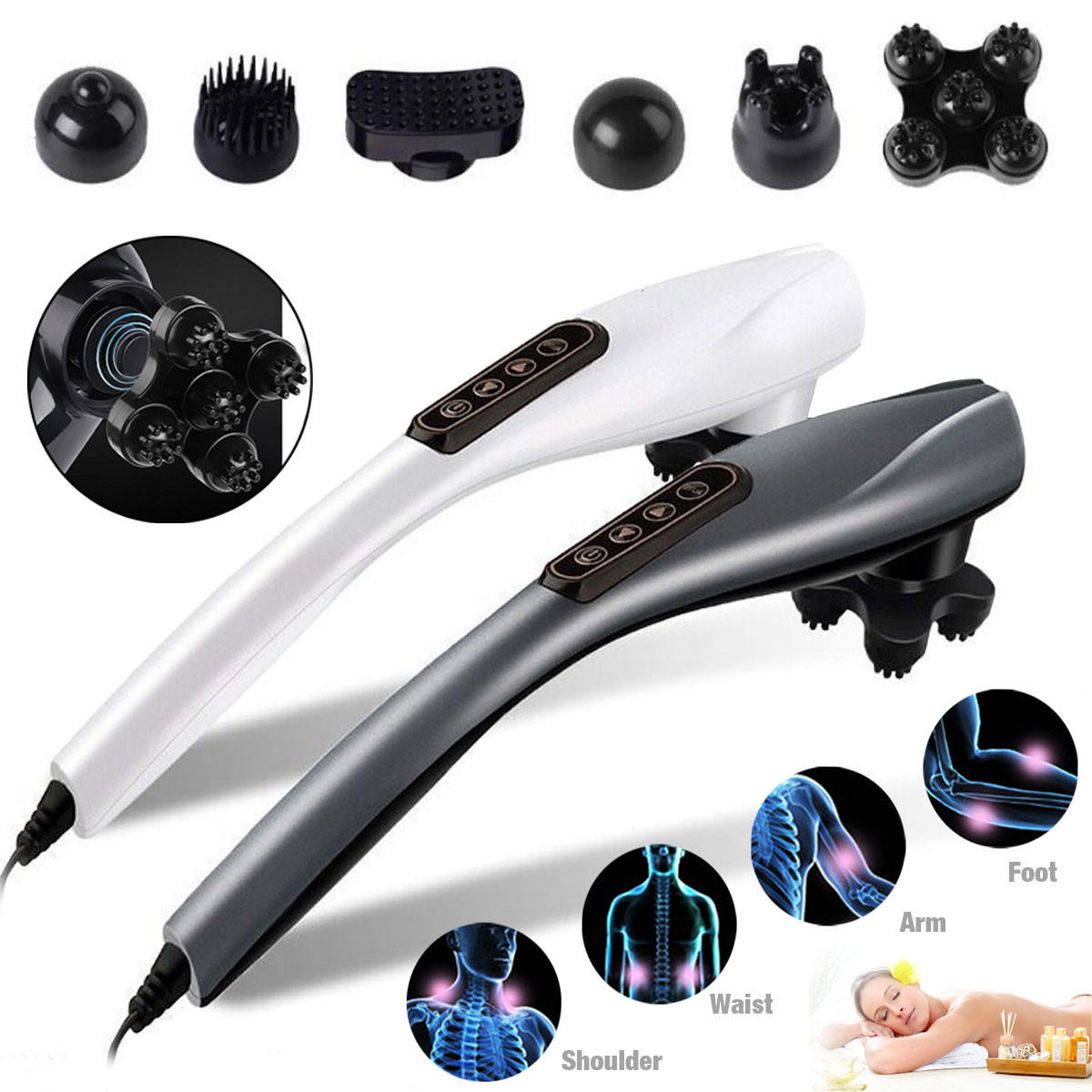  Máy Massage Rung Cầm Tay Không Dây YT-1706AL rung mạnh bền bỉ giảm đau nhức Tặng 6 đầu massage toàn thân đa năng 