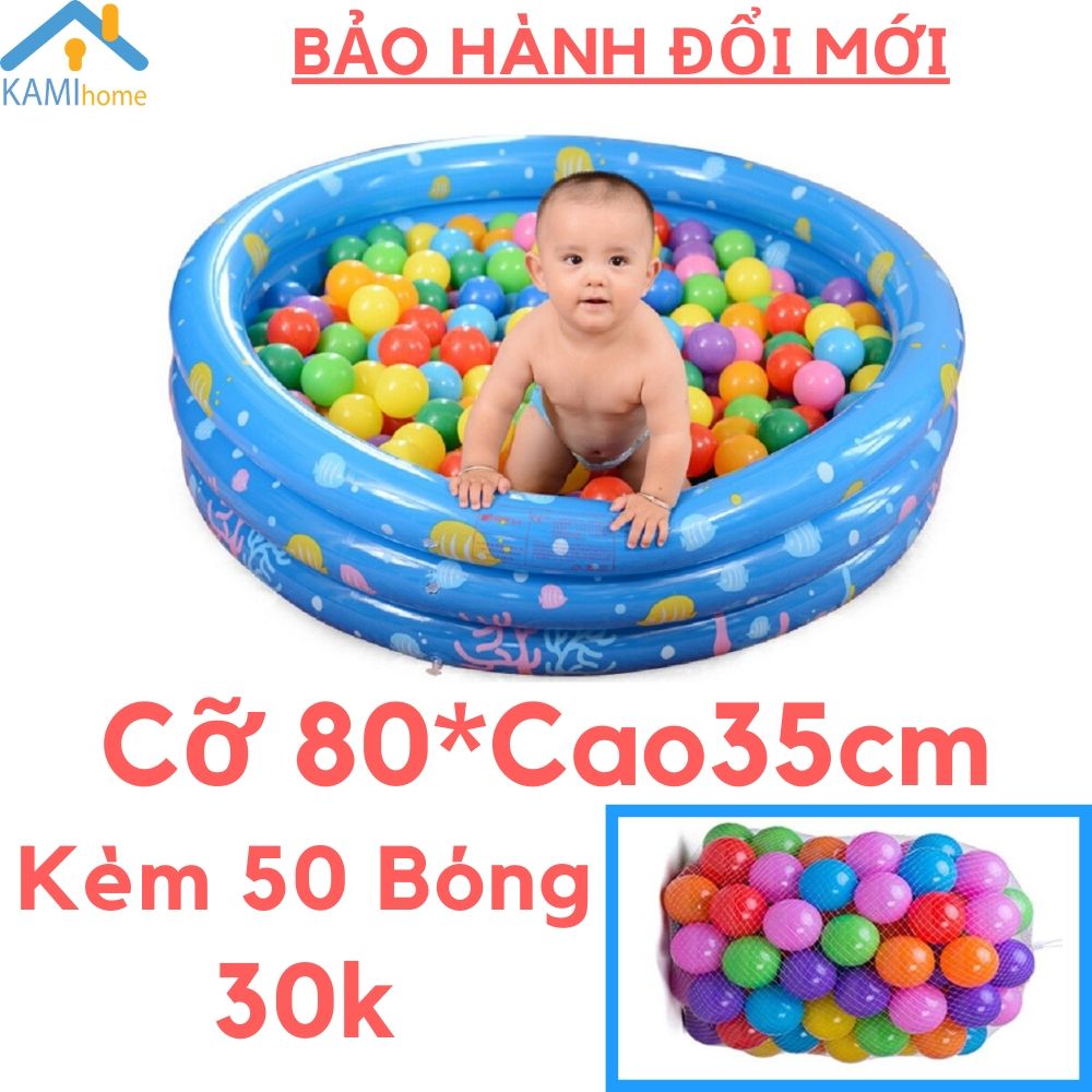 Bể bơi hồ bơi cho trẻ em bé Tròn (80*Cao35cm) Tặng Kèm 50 bóng Bể bơi Hồ bơi Phao bơi nha leu banh bong be boi ho boi nhabong leubanh leubong beboi hoboi phaoboi