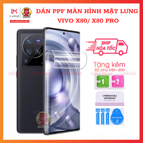 Miếng dán màn hình, mặt lưng ppf vivo x80 x80 pro dẻo chống xước chống nước chống vân handtown