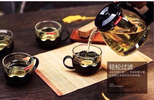 Bộ ấm pha trà cà phê thủy tinh kèm 4 cốc