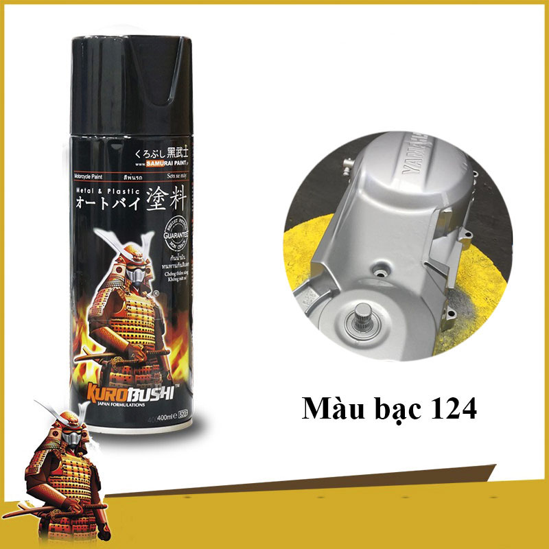 [HCM]Samurai 124 _ Chai sơn xịt sơn xe máy Samurai 3/124 màu bạc _ Silver