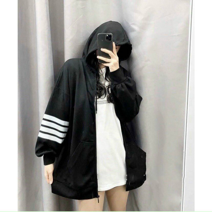 Áo Khoác Nam Nữ Thun Nỉ Ngoại Phối Sọc Tay Siêu Đẹp-Cực Hot