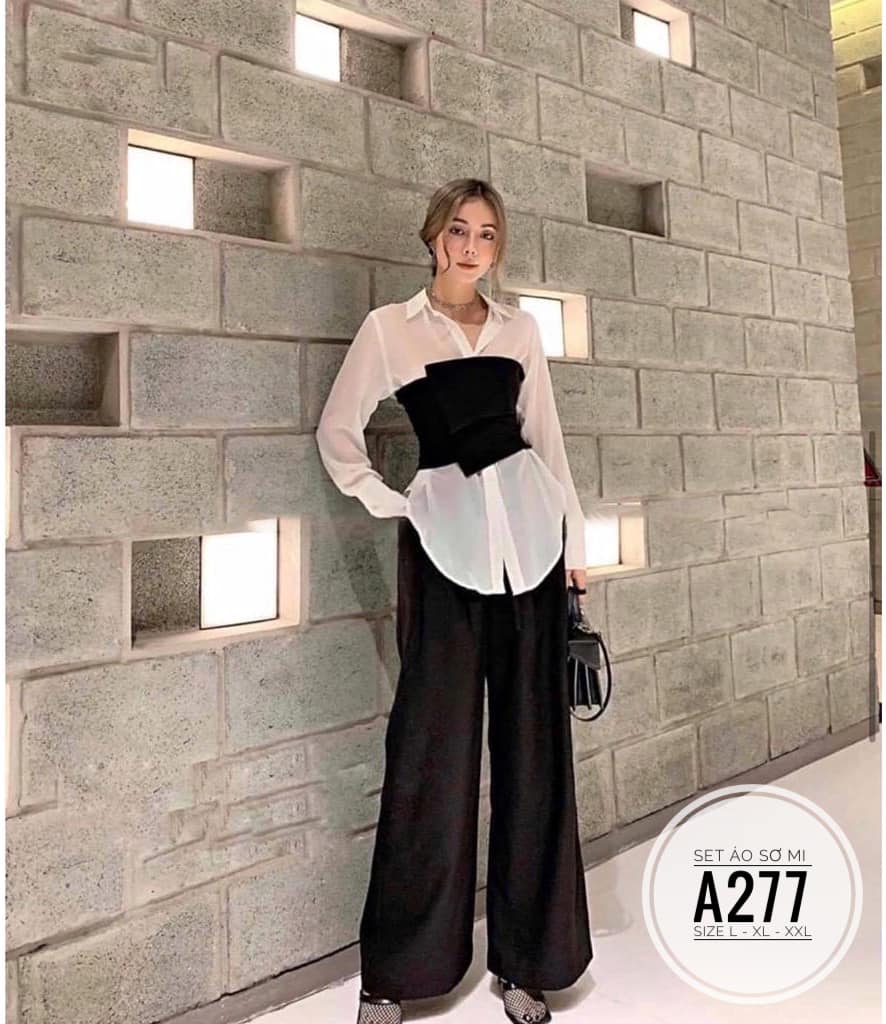 SET ÁO SƠ MI BIGSIZE + ÁO ỐNG ĐEN BIGSIZE