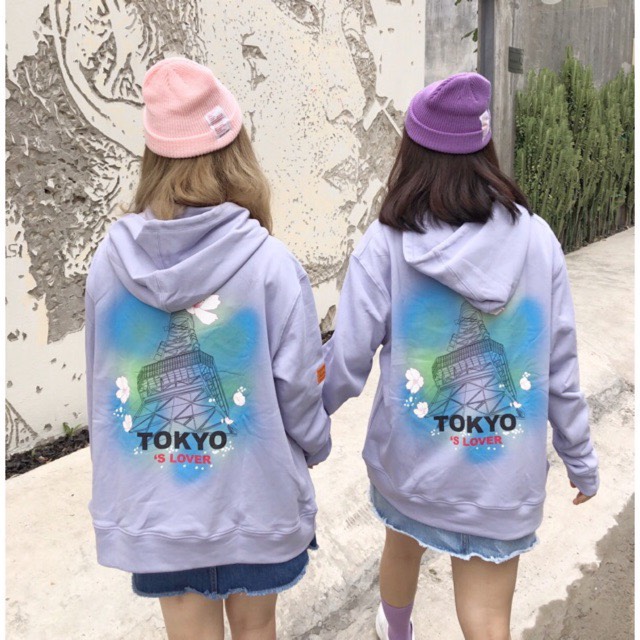 ÁO KHOÁC NỈ HOODIE NAM NỮ CÓ DÂY KÉO IN HÌNH THÁP TOKYO CỰC PEACE DỄ THƯƠNG