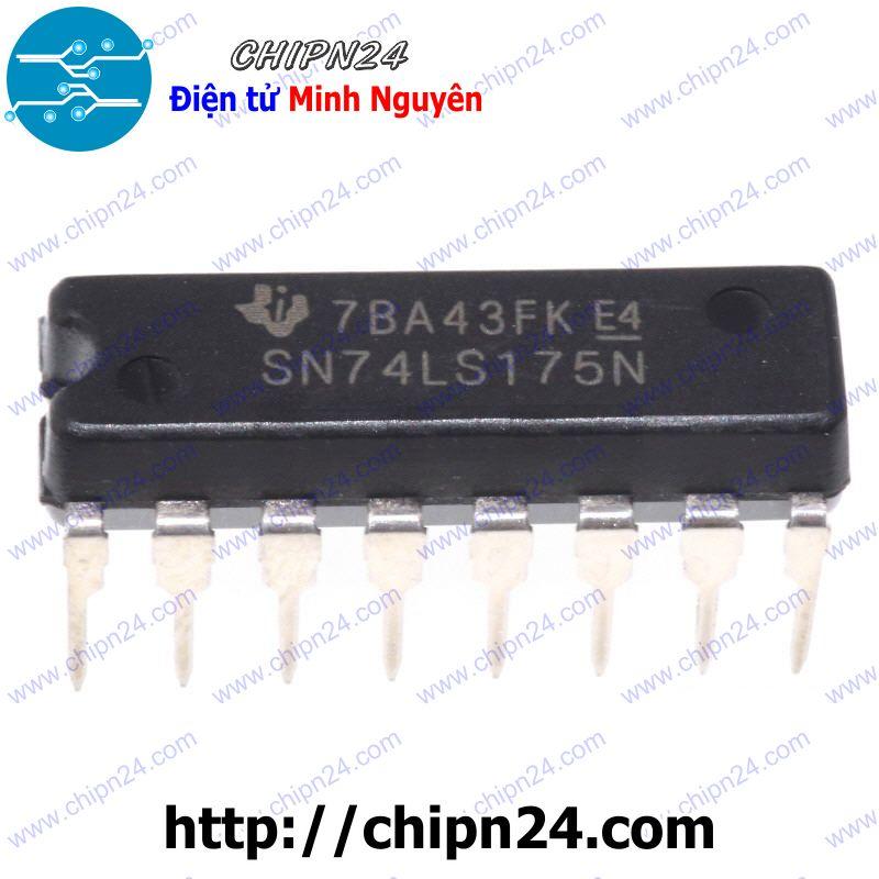 [1 con] (DIP) IC 74175 74LS175 DIP-16 (IC Flip-Flop D (4 FF-D xung kích cạnh lên với đầu vào Clear chung)) - HH004126