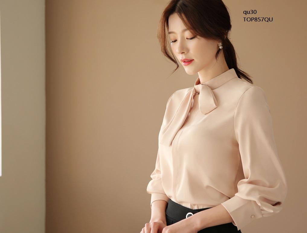 TOP857QU ÁO SƠ MI NỮ CỔ TRỤ