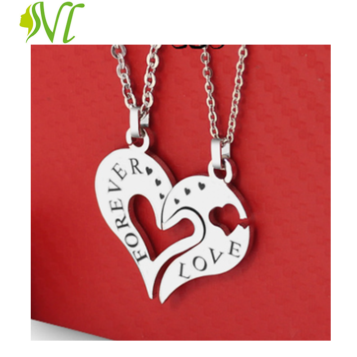 Dây chuyền cặp đôi trái tim ghép forever love ( 1 cặp)