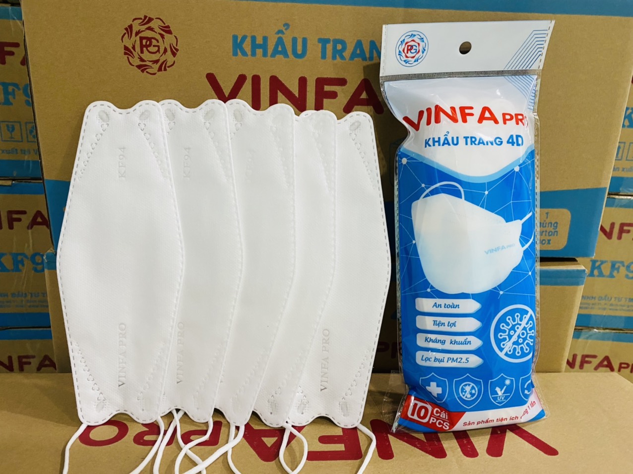 KHẨU TRANG KF 94 4D VINFAPRO - 1 THÙNG (300 CÁI)