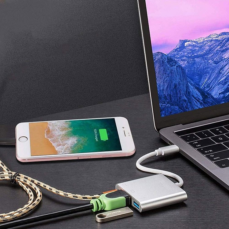 Cáp chuyển Type-C ra HDMI và 1 cổng USB 3.0 chất lượng cao