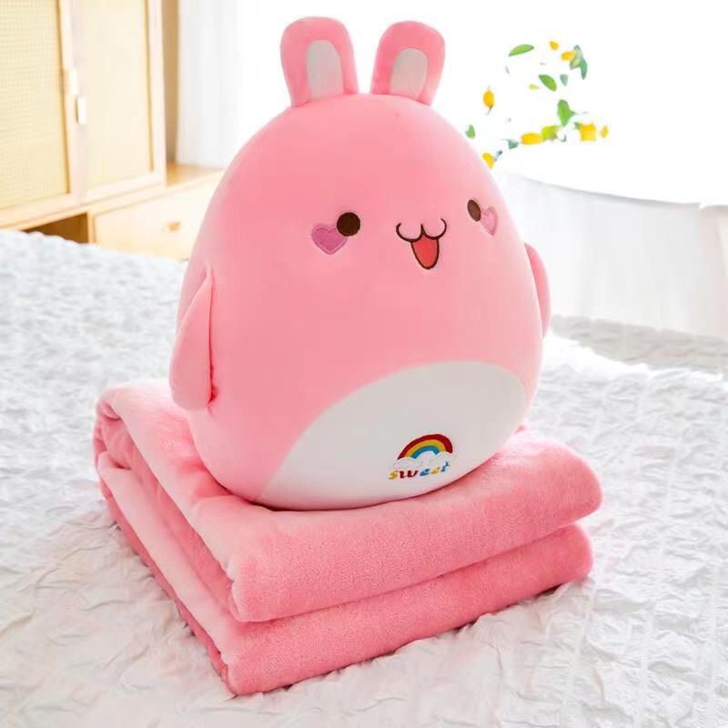 Chăn gối văn phòng đầu thú thỏ, khỉ, ếch, sư tử