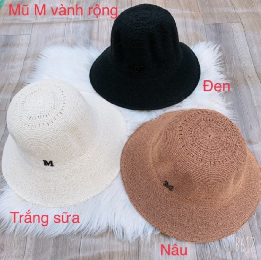Mũ cói🍁🍁Nón cói chữ M phong cách Hàn Quốc