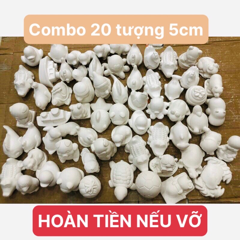 Tặng 12 màu + 2 cọ Combo 20 tượng thạch cao size 5cm - Tô tượng cho bé
