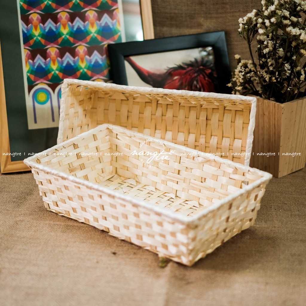 [HCM]Khay tre đan gói quà Khay tre chữ nhật ( 36x20x9cm)