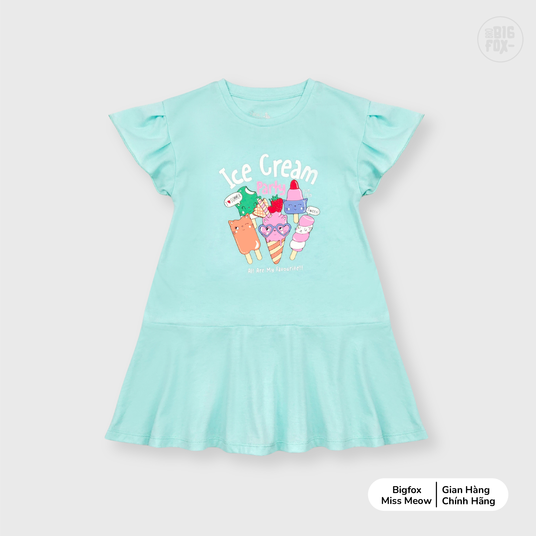 Váy bé gái BIGFOX - MISS MEOW size đại mặc mùa hè vải cotton mềm in kem Ice cream cỡ trẻ em 3,4,5,6,7,8,9,10,11 tuổi 10-38kg
