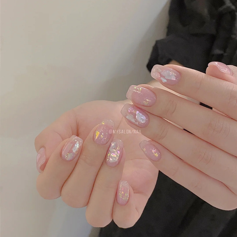 Set 6 Hủ Xà Cừ Pha Lê Trắng Aurora | Trang Trí Móng Tay