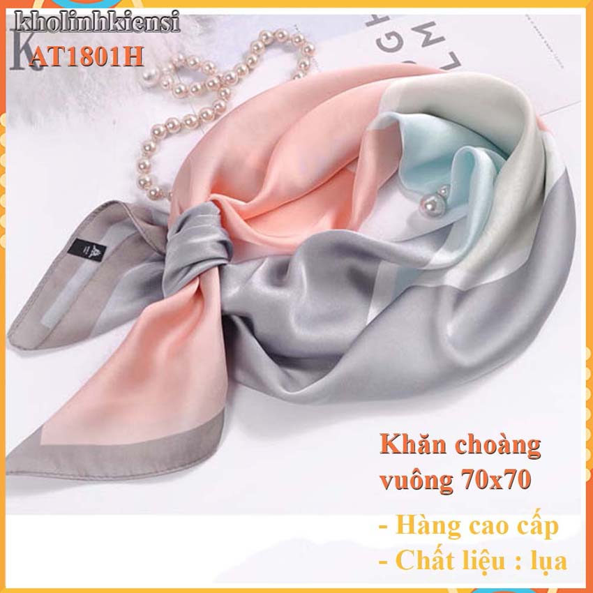 [HCM]Khăn choàng lụa vuông cao cấp at1801- Lụa-satin- khăn choàng cổ điệu đà cho phái nữ