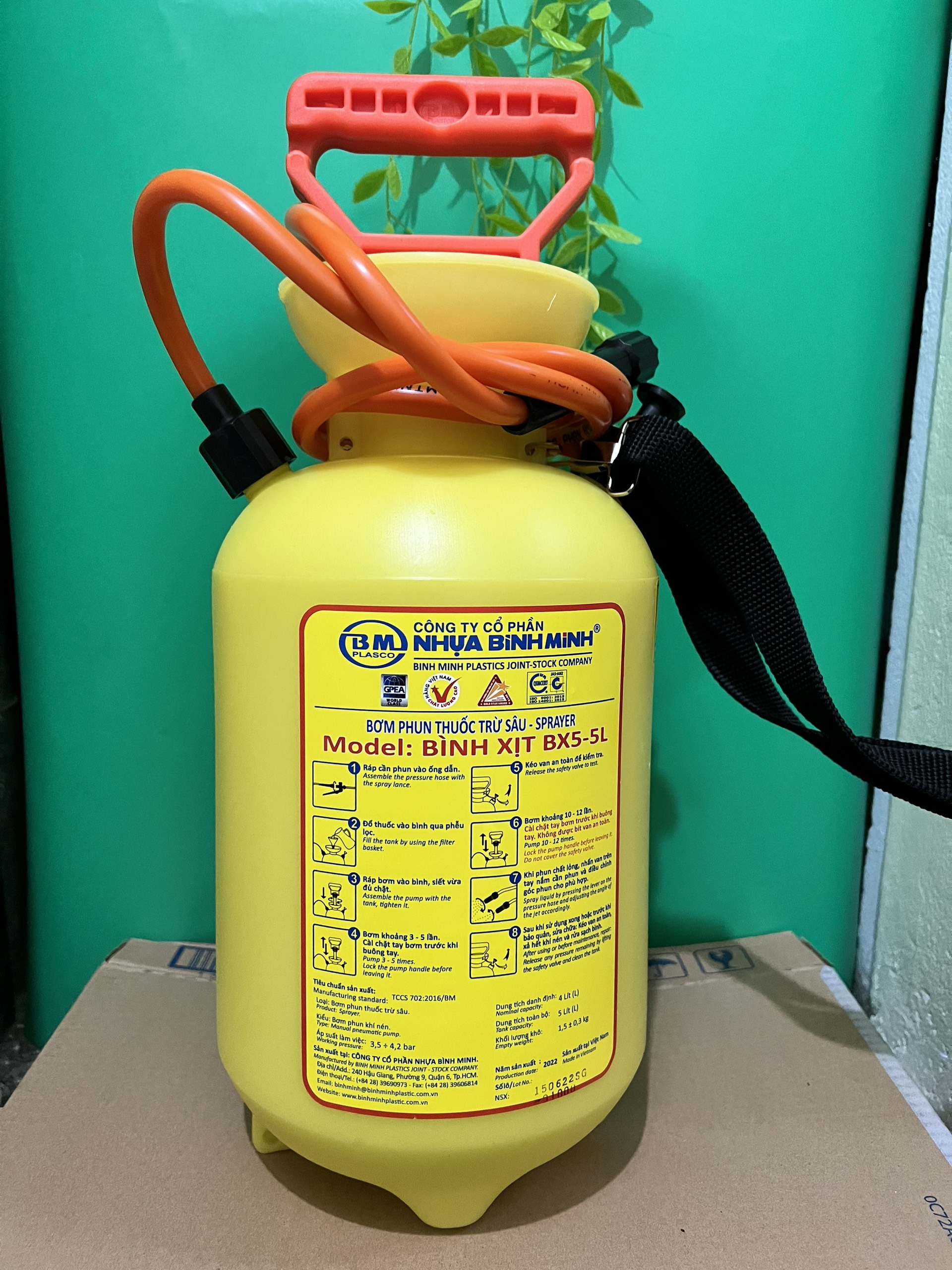 Bình xịt tưới hoa cây cảnh 5 lít Bình Minh, bình phun sương tưới hoa lan, cây cảnh, xịt thuốc muỗi