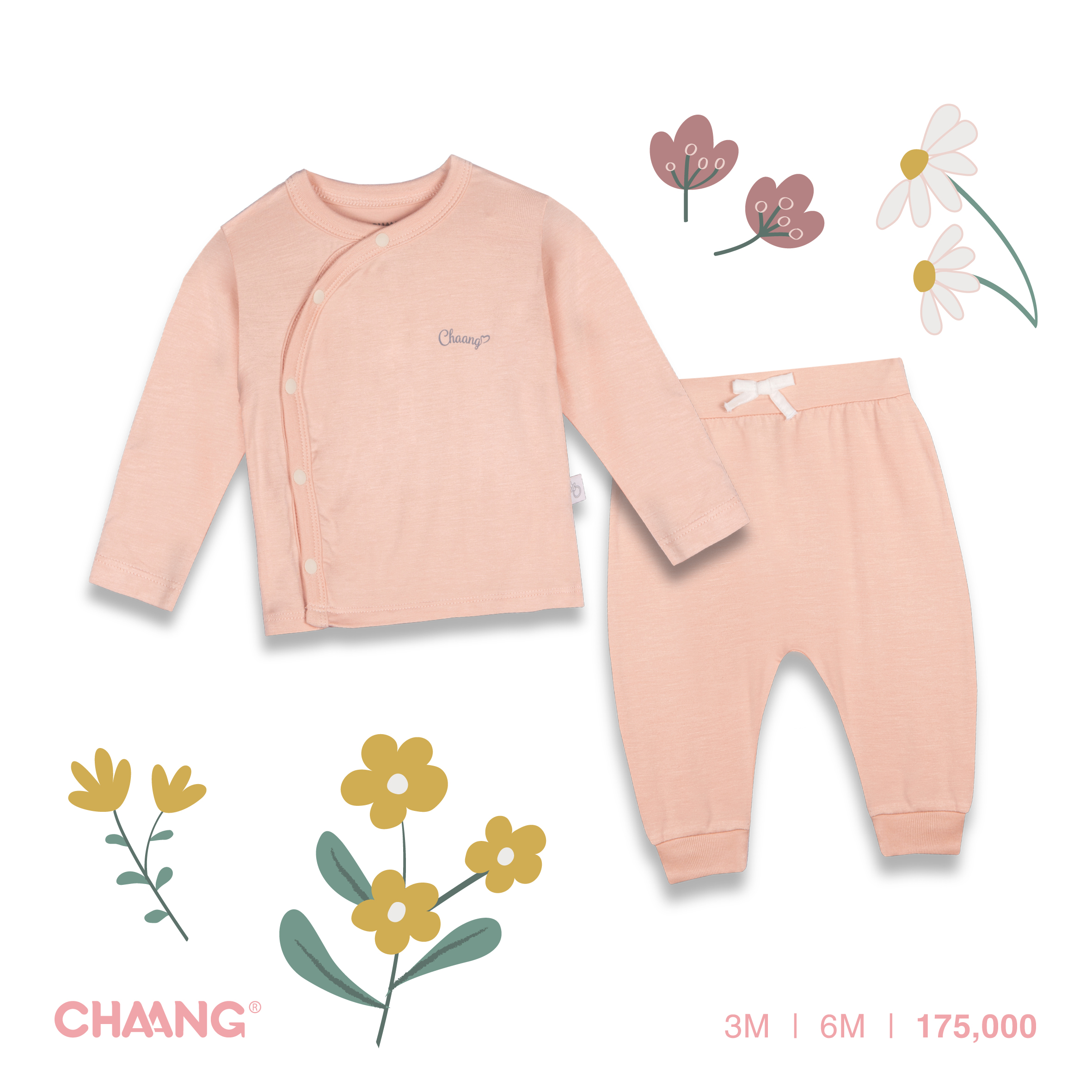 Bộ quần áo dài tay cúc chéo cho bé sơ sinh Autumn Park Chaang