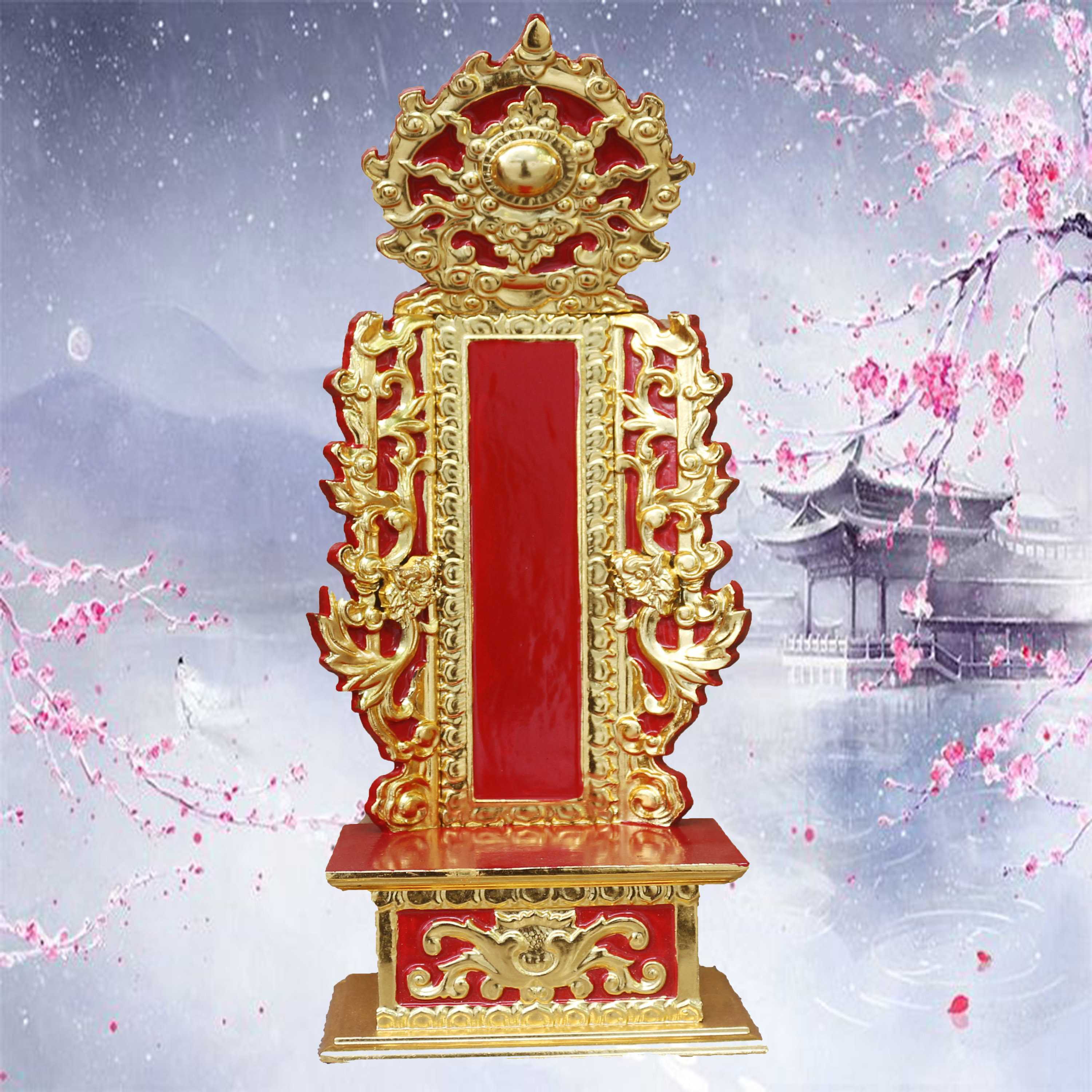Bài vị mặt nguyệt thờ gia tiên-Linh vị thờ gỗ mít bài vị 2 kich thước cao 51cm và 61cm