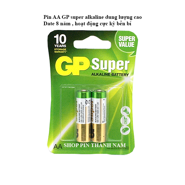Pin AA GP tiểu LR6 alkaline vỉ 2 viên chính hãng