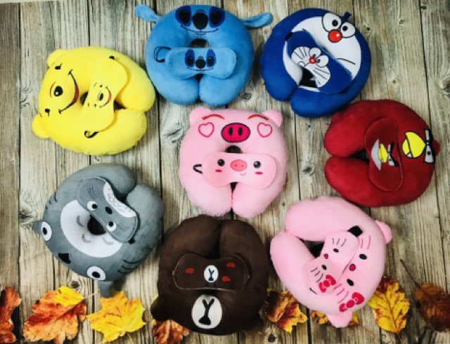 Gối kê cổ GẤU POOH + bịt mắt siêu cute dễ thương