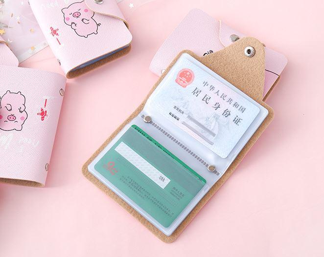 Bóp ví đựng thẻ hình heo hồng dễ thương