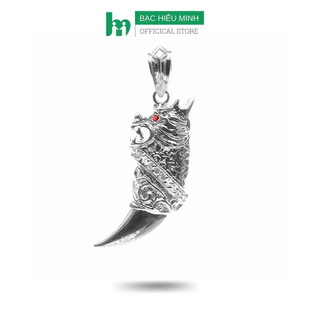 Mặt Dây Chuyền Nam Bạc Hiểu Minh MDN006 Hình Nanh Bạc Đầu Rồng Bảo Hành Vĩnh Viễn