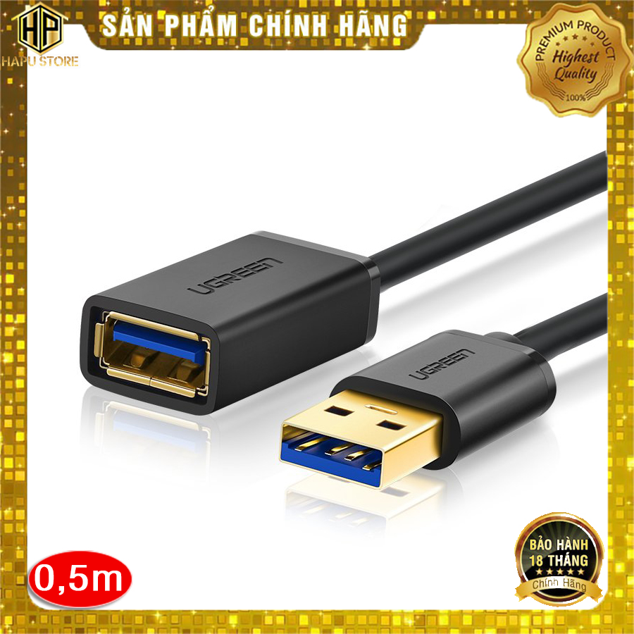 Cáp usb nối dài 0.5m ugreen 30125 chuẩn usb 3.0 tốc độ cao chính hãng - hapustore